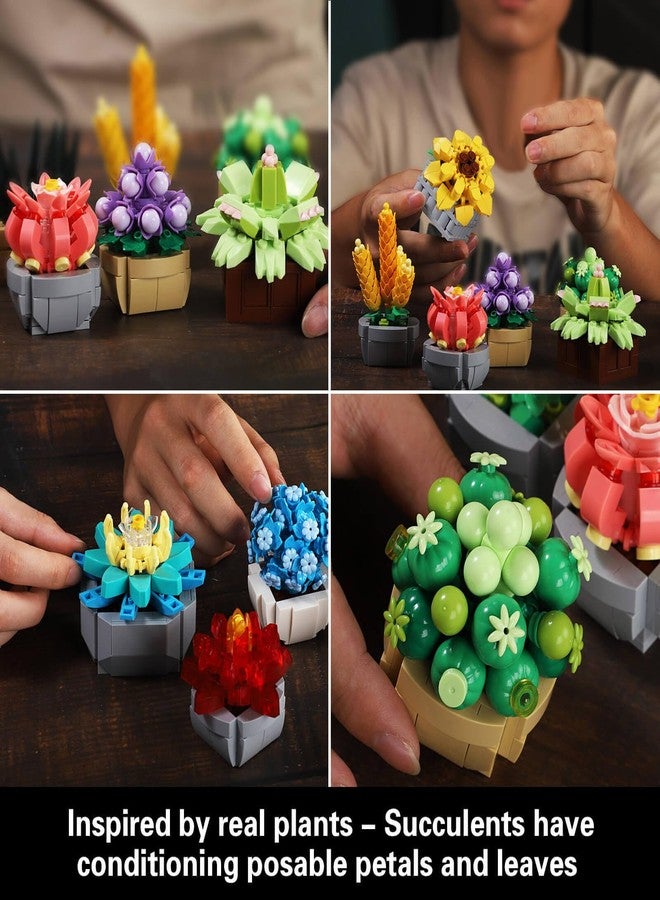 GEVINST Succulents Set for Adults Building Sets, 12 Plants, Home Decor, Birthday Gifts for Women, Creative Housewarming Gifts, Botanical Collection, Flowers Succulents Artificial Plant Kit (1174 piece) - Image 3